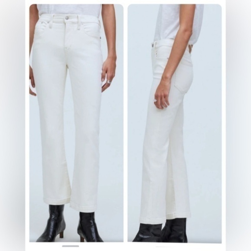 Madewell Kick Out Crop Jeans Cream Vintage Canvas Size 25